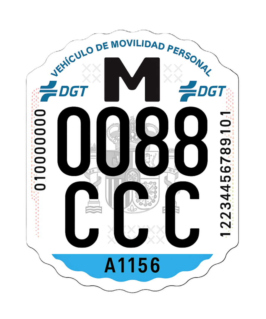 Matrícula homologada DGT para patinetes eléctricos