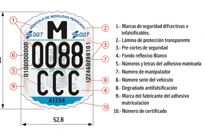 Matrícula homologada DGT para patinetes eléctricos